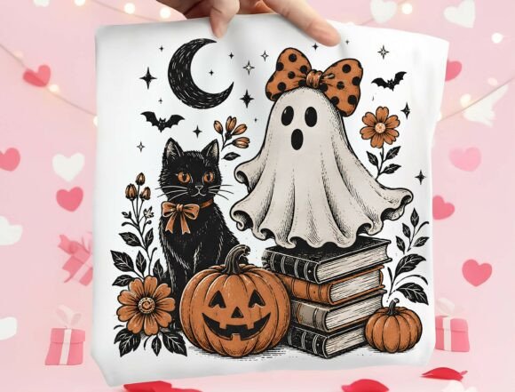 Enchanting Halloween PNG: A Bookish Spooky Sublimation Design