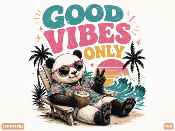 Good Vibes Only Panda Summer PNG: Your Design Shortcut