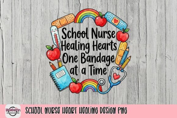 School Nurse Heart Healing Design PNG: A Vibrant Tribute to Care